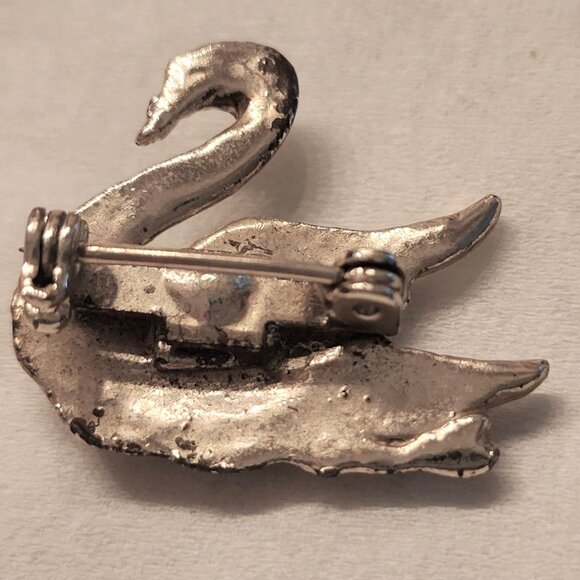 Vintage Pair of Silver-tone and Rhinestone Swan Pins-Circa 40s-50s-Good Cond. - Picture 6 of 10